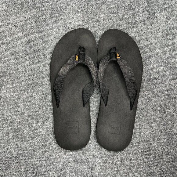 Teva Mush II Flip Flops Men's 12 Black Athletic Summer Beach Toe Post Sandals - Picture 7 of 10